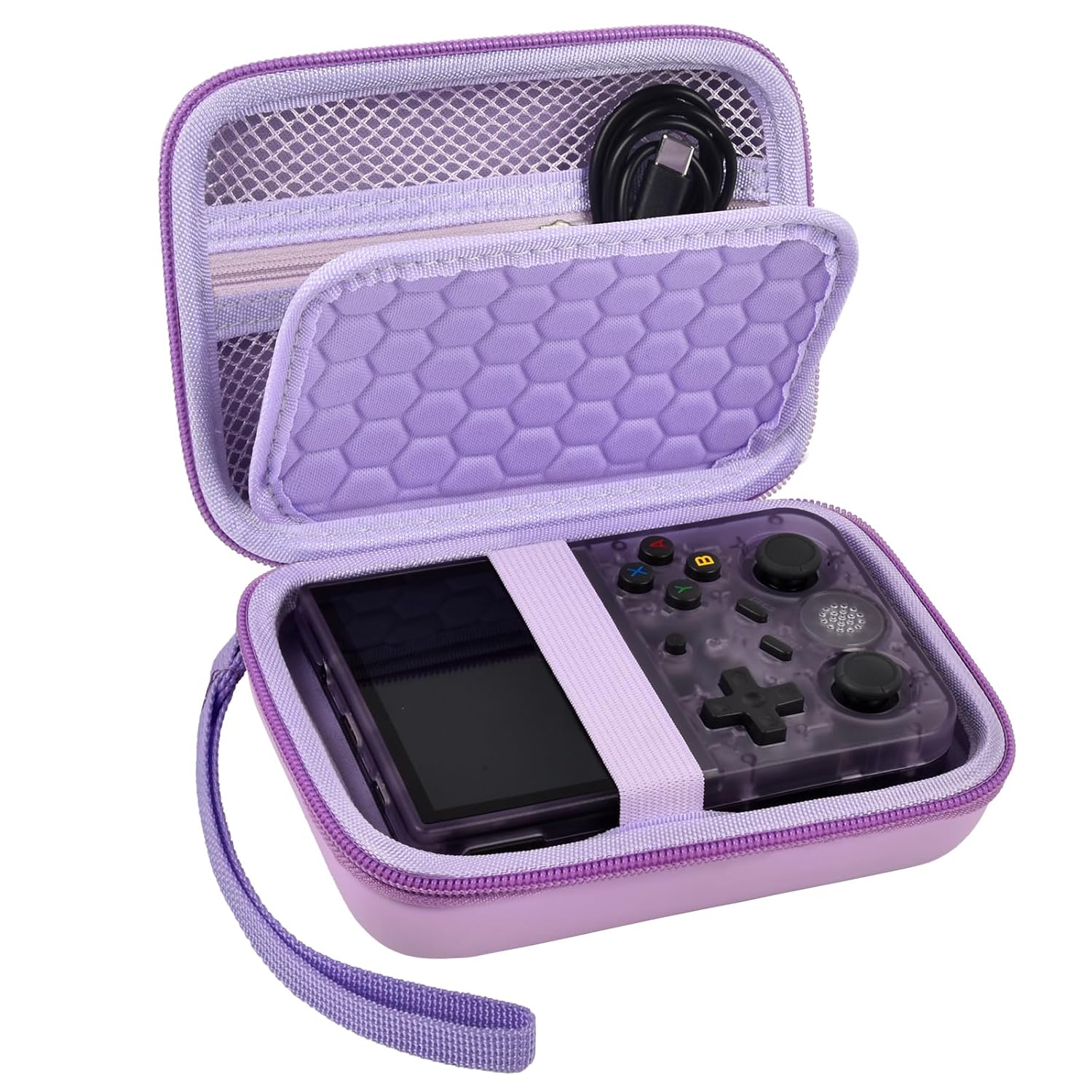 PAIYULE Travel Case Compatible with RG353V/ RG353VS/ R36S Retro Handheld Game Console, Handheld Emulator Storage Holder Organizer, Android Game Console Carrying Bag (Box Only) (Purple)