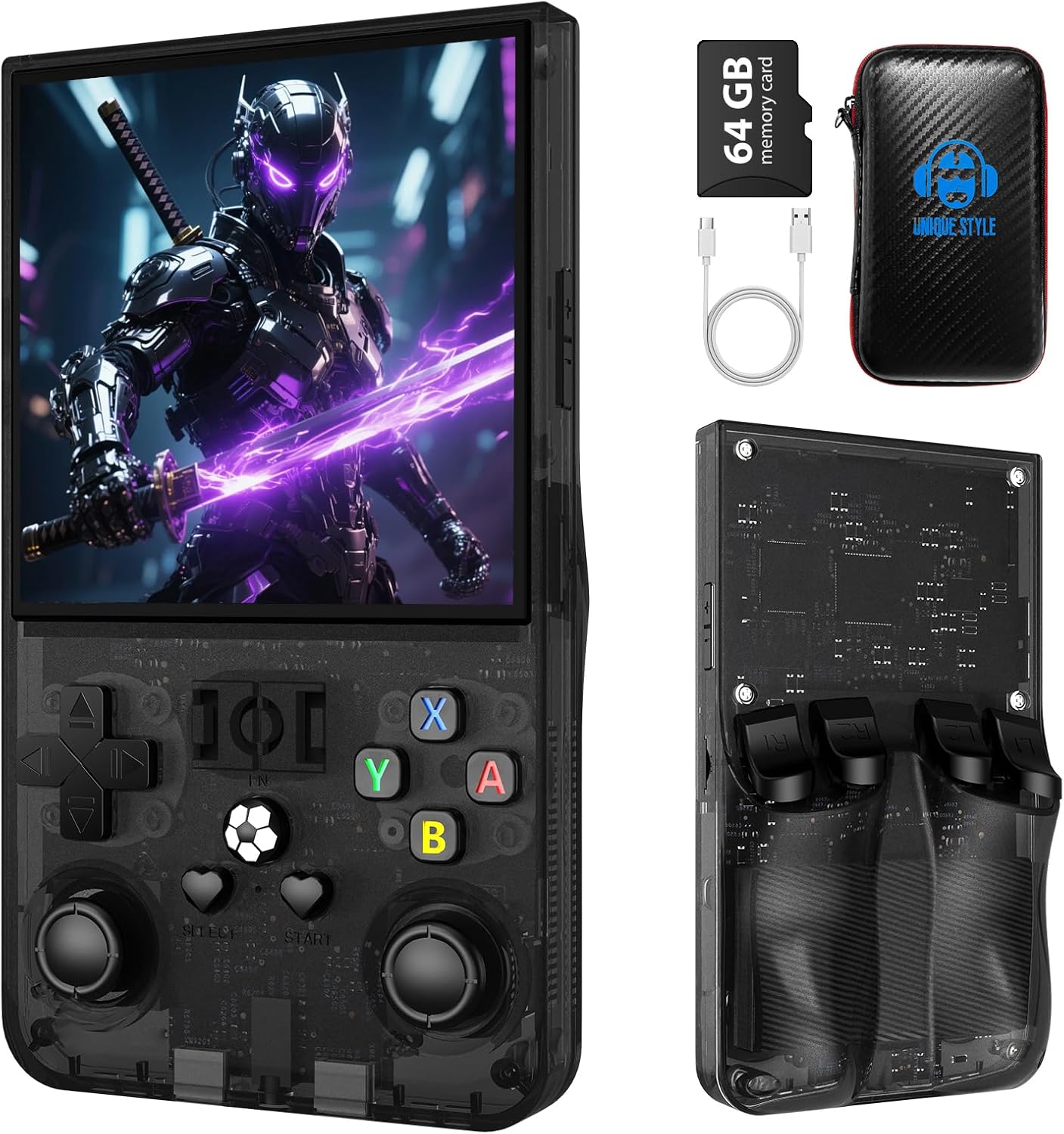 R36MAX Retro Handheld Game Console,4.0 Inch Retro Gaming Console with 64GB Memory,Support 30+ Emulators,Open Source Linux System Hand Held Game Console,4000mAh Battery(Black)