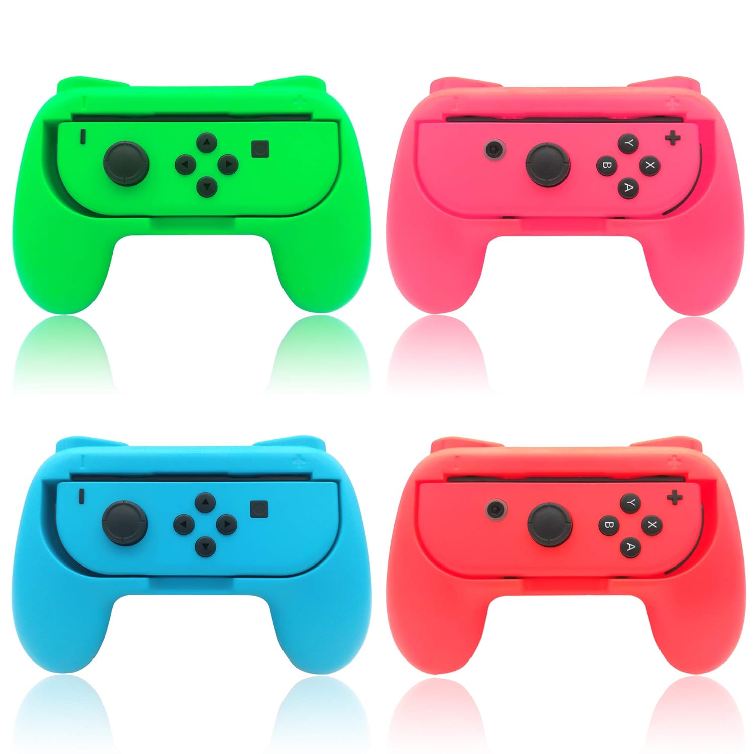 Hand Grips for Switch and Switch OLED JoyCons, FYOUNG Hand Grips Controllers for Switch Joy Cons and Switch OLED Model 2021 (4 Pack)(Red-Blue-Green-Pink)