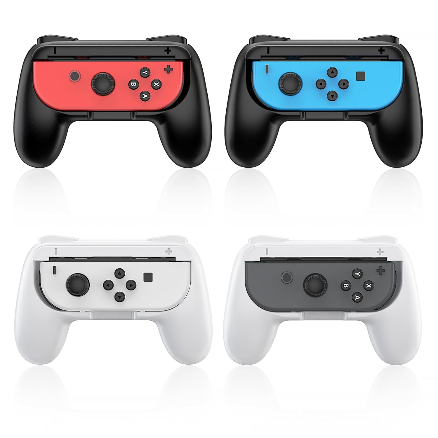 FYOUNG Hand Grips for Switch and for Switch OLED JoyCons, Hand Grips Controllers Compatible with Nintendo Switch for Joy Con and Switch OLED Model 2021 (4 Pack) (Black &White)
