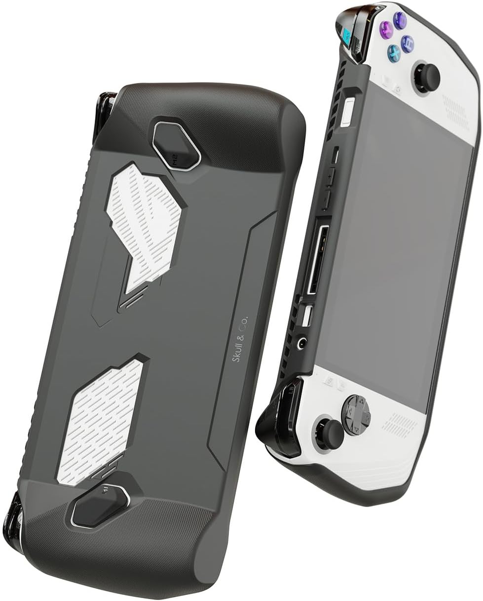 Skull & Co. GripCase Ally for ROG Ally (2023 Model): A Soft Protective Case with Textured Grips Full Protection and Stand, Shock-Absorption Non-Slip and Anti-Scratch Cover Design - Black
