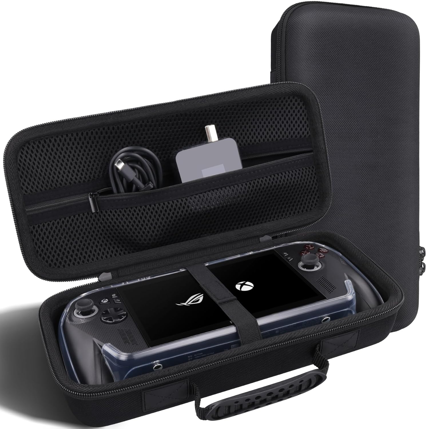 co2CREA Hard Carrying Case for ASUS ROG Xbox Ally / ROG Xbox Ally X 7" 2025 Gaming Handheld Console, EVA Protective Storage Bag, Mesh Pocket & Carry Handle (Black Case)