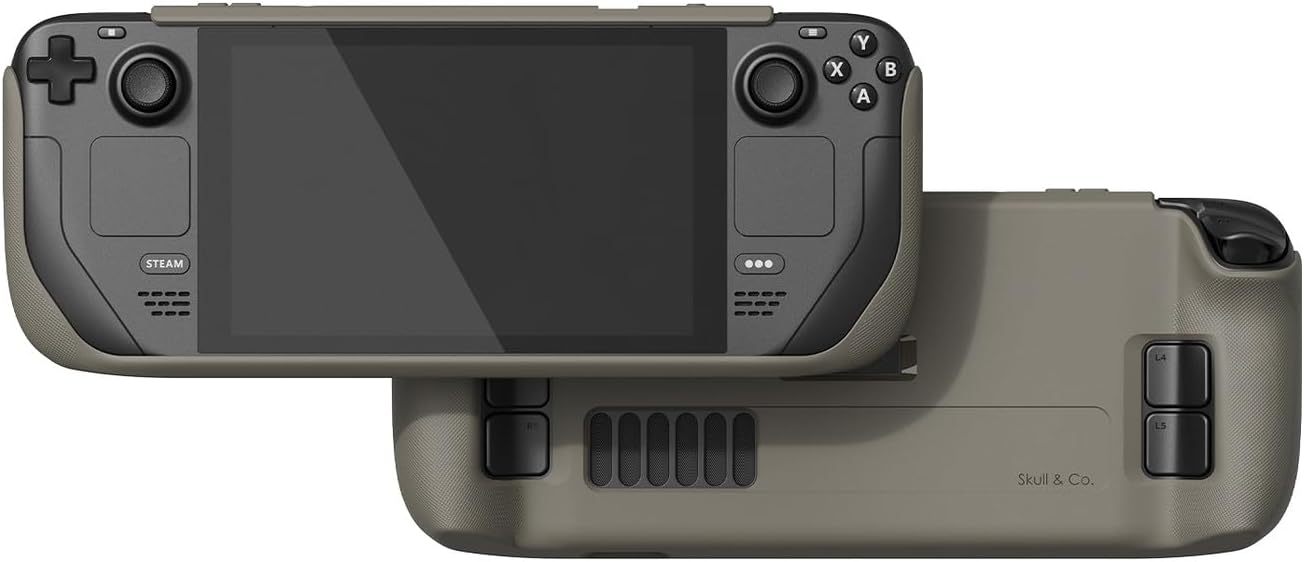 Skull & Co. GripCase SD for Steam Deck: A Soft Protective Case with Textured Grips Full Protection and Stand, Shock-Absorption Non-Slip and Anti-Scratch Cover Design - Coyote Gray