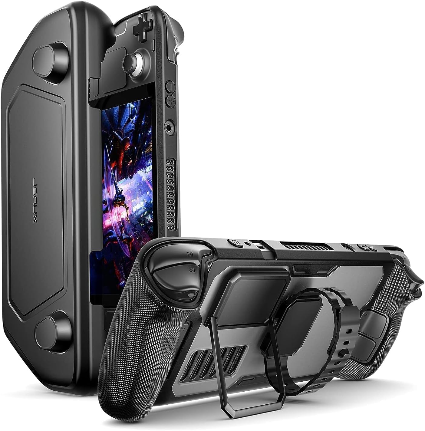 JSAUX PC0104 ModCase Compatible with Steam Deck, Steam Deck Case Comprehensive Protection Include Detachable Front Shell, Body Protective Shell, Metal Bracket and Strap - Basic Set