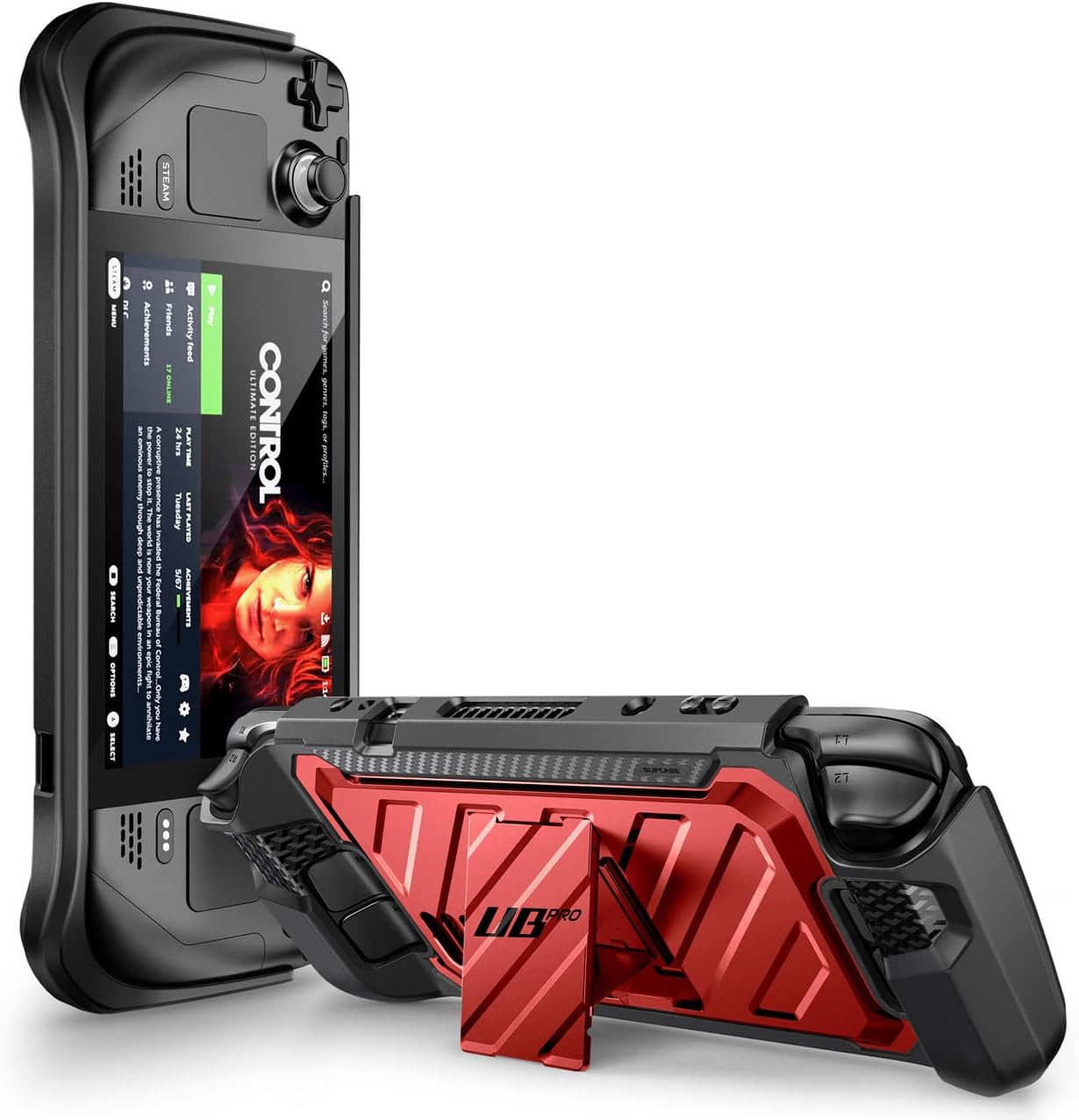 SUPCASE for Steam Deck 2022 Case with Kickstand (Unicorn Beetle Pro), [Military-Grade Protection] [Ergonomic Design] Dockable Integrated Cover Accessories for Steam Deck OLED 2023, Ruddy