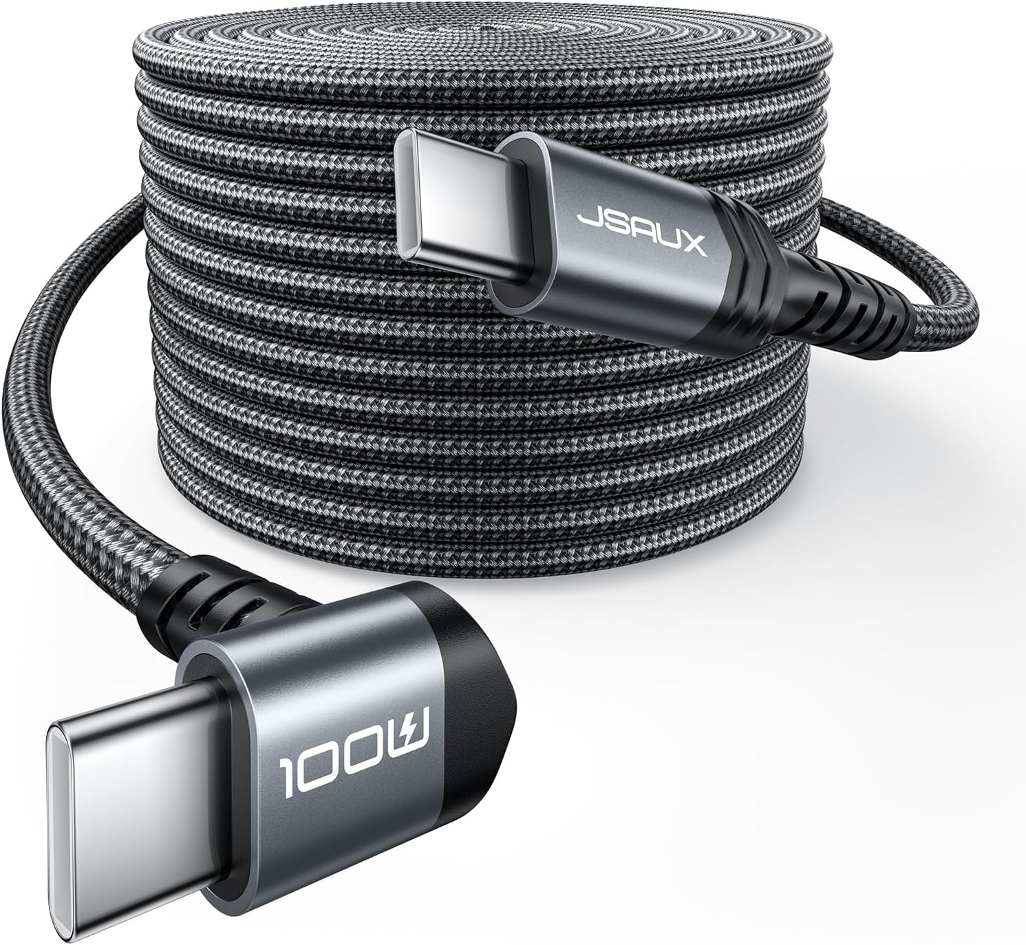 JSAUX USB C to USB C Cable 2-Pack 10FT, 100W Right Angle Fast Charging for iPhone 17/iPhone Air/iPhone 17 Pro Max, Nintendo Switch 2, Steam Deck, ROG Ally, MacBook, iPad, Galaxy S25 S24, iPhone 15/16