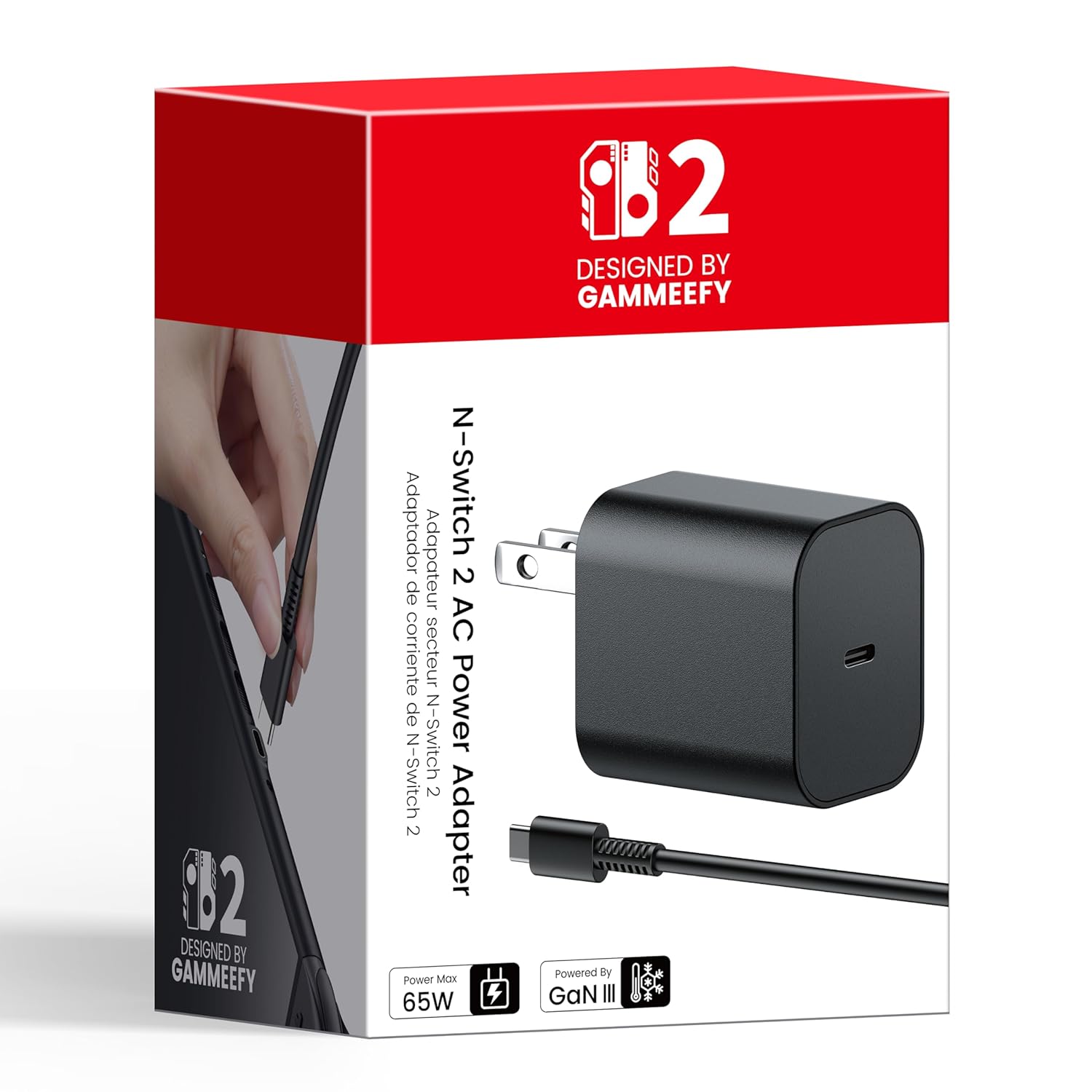 65W Switch 2 Charger with 6.6FT(2M) Cable - GaN3 AC Power Adapter for Nintendo Switch/OLED/Lite & Steam Deck/OLED, Original Quality, Supports 4K TV Mode, PD3.0 Fast Charger for PS4 Controller, Galaxy