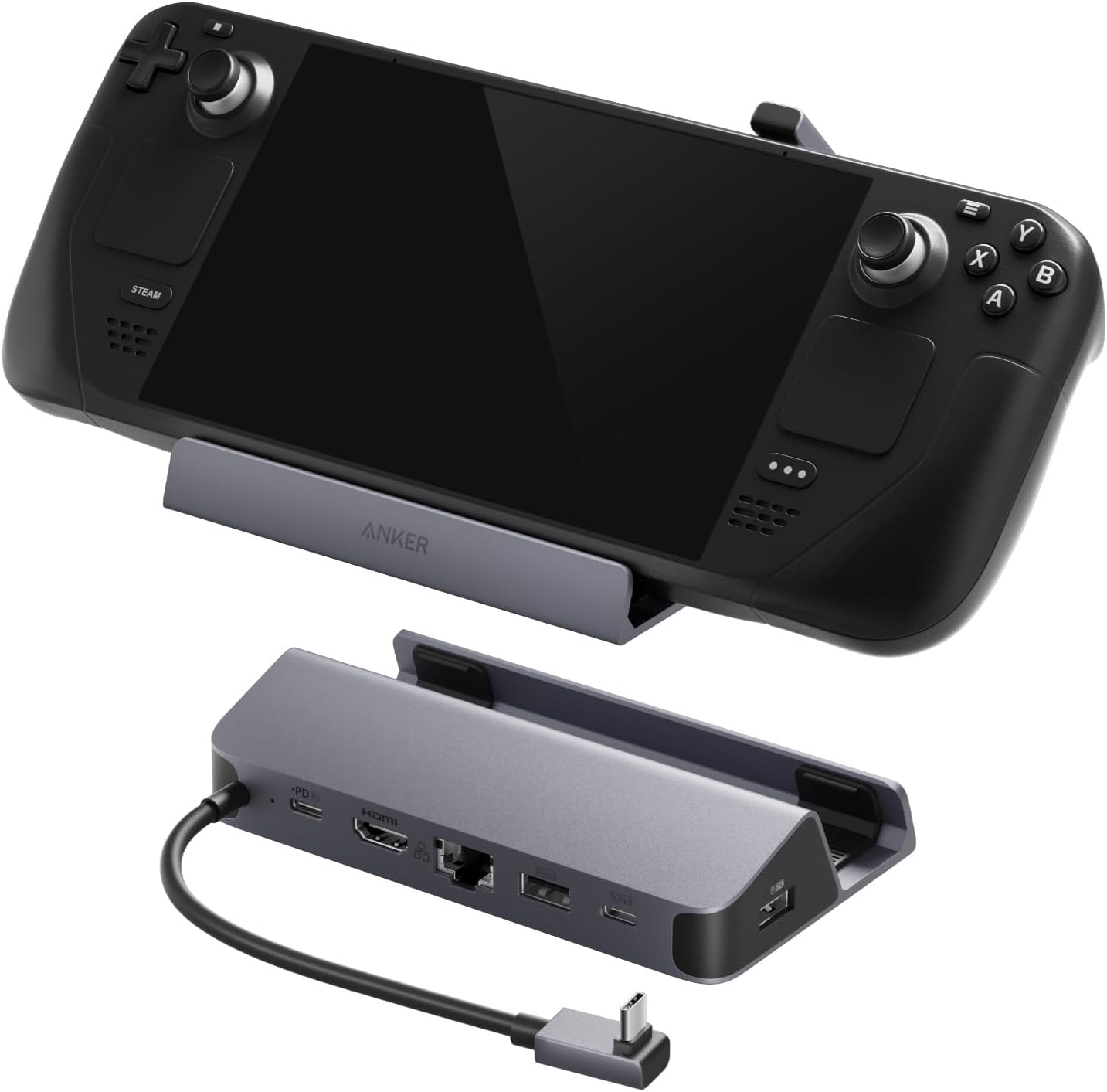 Anker Steam Deck Dock, Docking Station for Steam Deck (OLED)/ROG Ally/Legion Go, 6-in-1 USB C Hub with HDMI 4K@60Hz, 1Gbps Ethernet, 2 USB-A and 1 USB-C Port, 90W Fast Charging (Not for Rog Ally X)