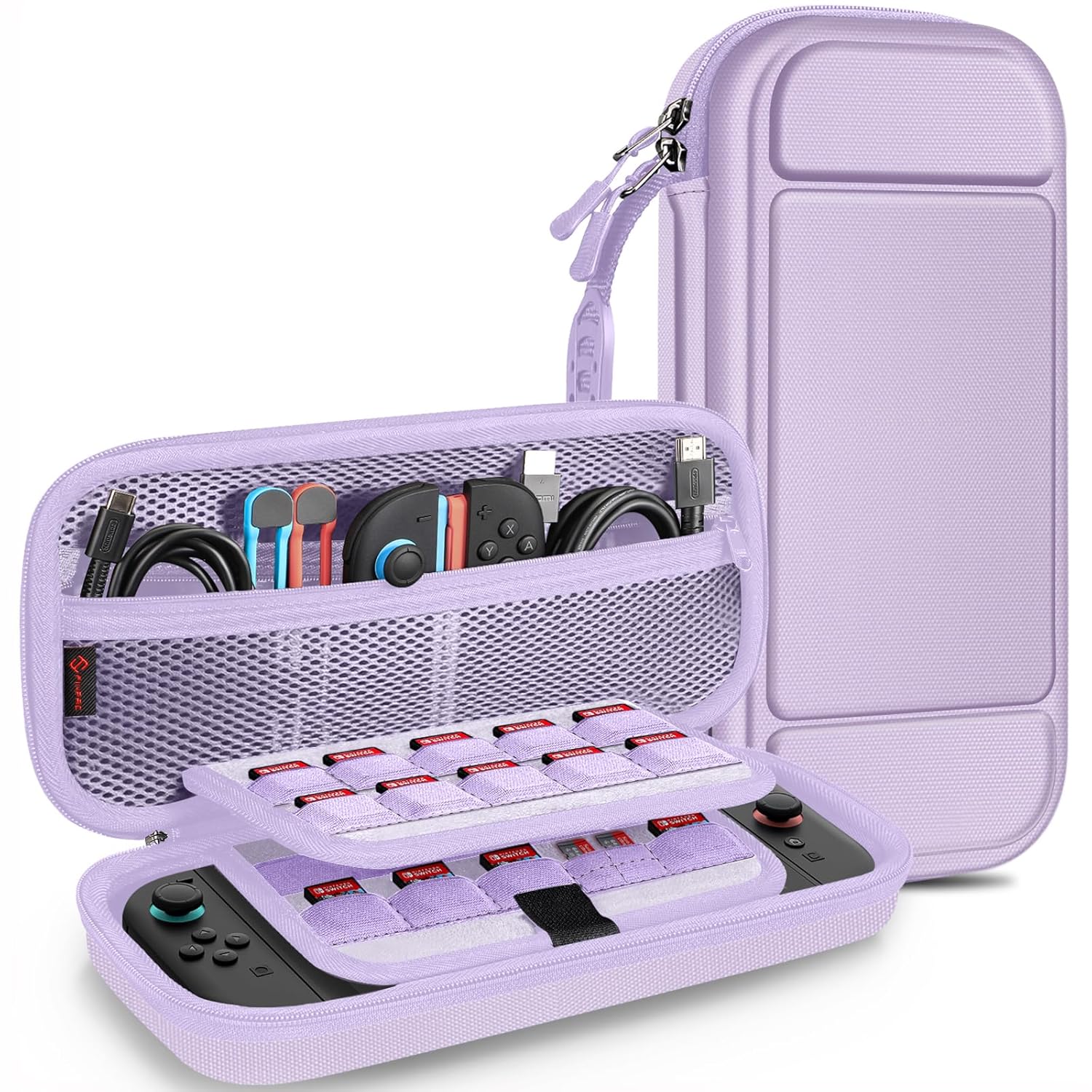 FINTIE Carrying Case for Nintendo Switch 2 (2025), Shockproof Hard Shell Switch 2 Case, Protective Cover Travel Bag with 19 Game Card & 2 Micro SD Card Slots & Inner Pocket, Lilac Purple