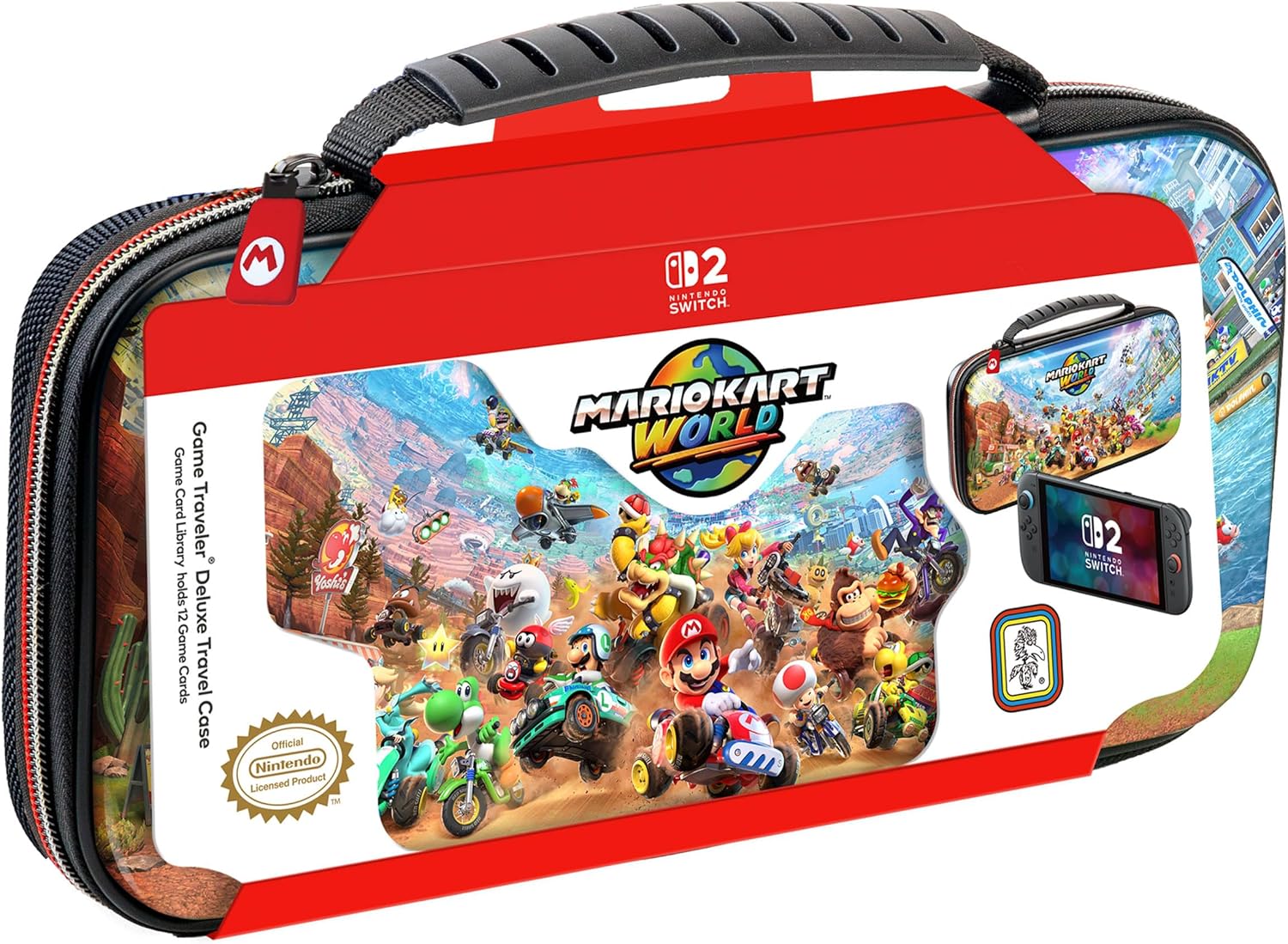 R.D.S. INDUSTRIES, INC. – Game Traveler Deluxe Licensed Travel Case Designed for Nintendo Switch, Nintendo Switch 2, OLED, Mario Kart World (NS212MKW)