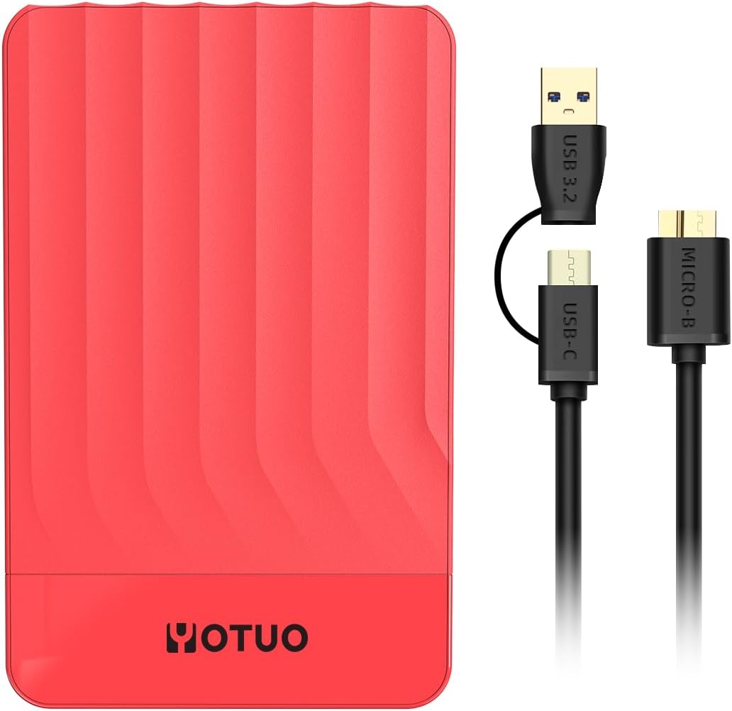 YOTUO Portable External Hard Drive Storage Expansion Mobile HDD USB 3.0 for PC, Mac, Desktop, Laptop, PS4, PS5, Xbox One X/S, Xbox 360, Xbox Series X/S, Office & Game (Red, 750GB)