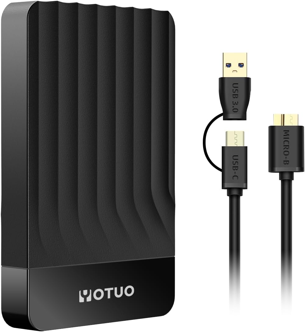 YOTUO Portable 500GB External Hard Drive Storage Expansion Mobile HDD USB 3.0 for PC, Mac, Desktop, Laptop, PS4, Xbox One, Xbox 360, Android, iPhone 15/16/17, Office & Game (Black)