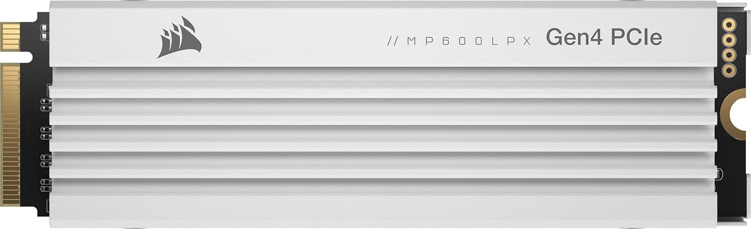 Corsair MP600 PRO LPX 1TB M.2 NVMe PCIe x4 Gen4 SSD - Optimised for PS5 (Up to 7,100MB/sec Sequential Read & 5,800MB/sec Sequential Write Speeds, High-Speed Interface, Compact Form Factor) White