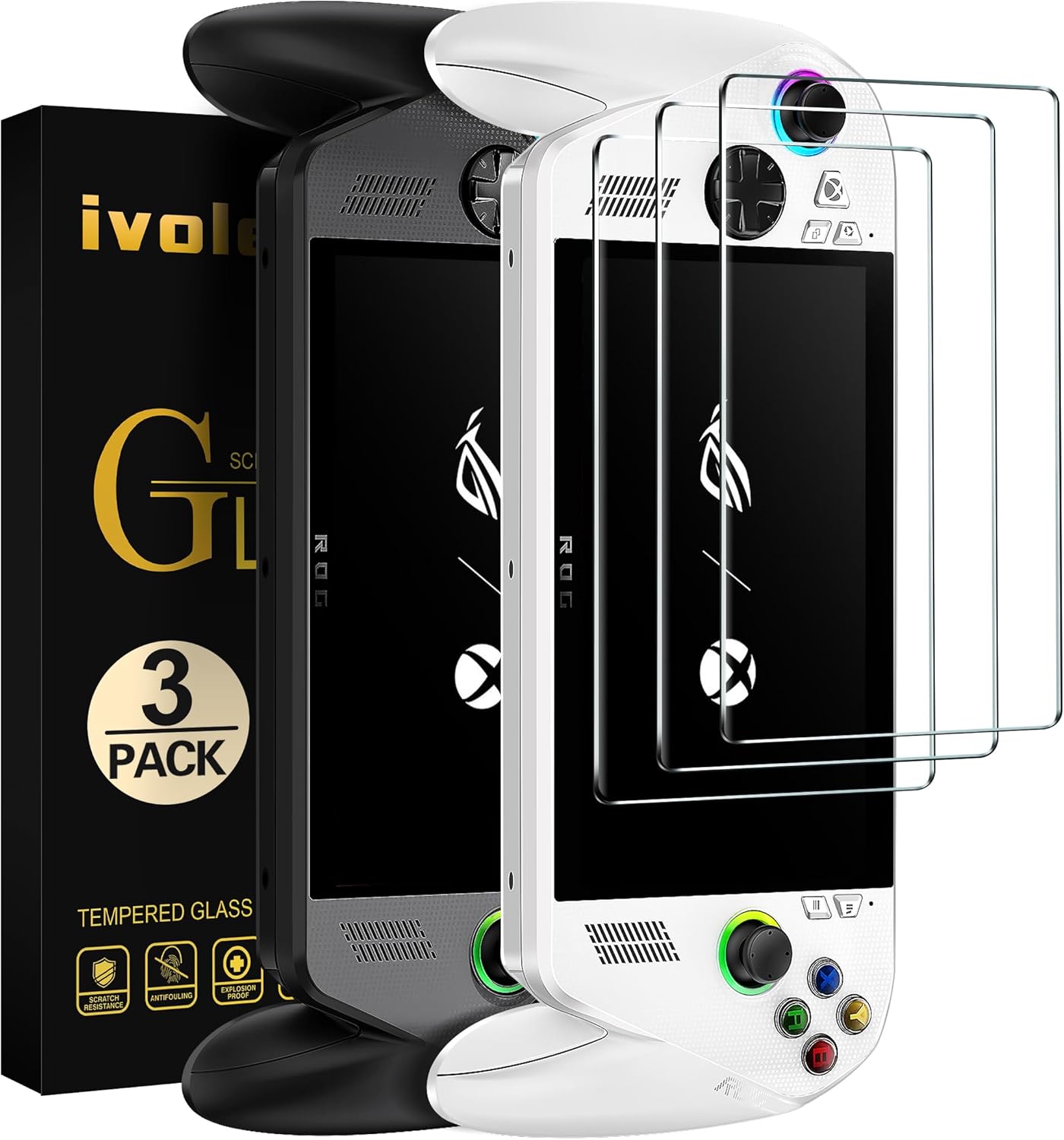 ivoler 3-Pack Screen Protector for ASUS ROG Xbox Ally X/ROG Xbox Ally Handheld 2025, Tempered Glass, 7 inch Full Coverage, Transparent Ultra HD, Anti-Scratch, Anti-Fingerprint